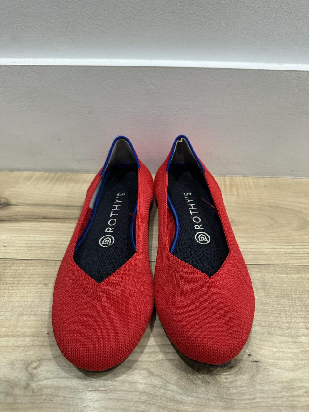 Rothy's The Flat Shoes Womens Size 8 Red Knit Ballet Flats Eco Washable Comfort